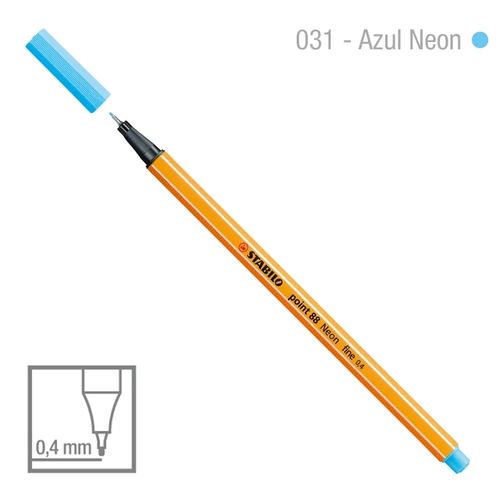 Caneta Point 88/031 0,4mm Neon Azul - Stabilo