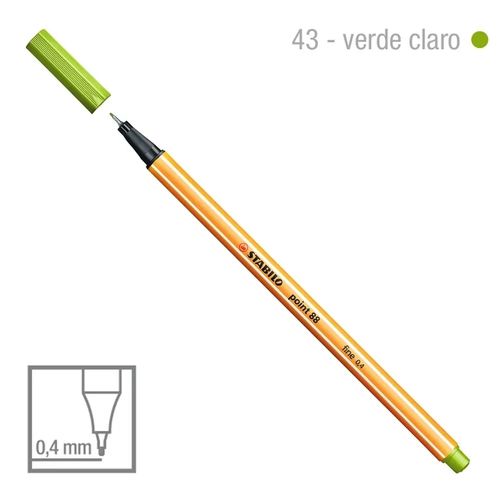 Caneta Point 88/43 0,4mm Verde Claro - Stabilo