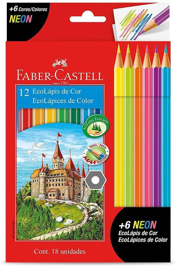 Ecolapis Cor C/12 Cores + 6 Neon - Faber Castell