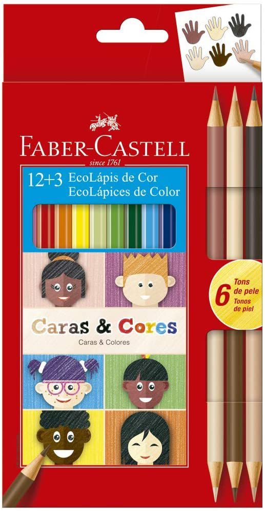 Ecolapis Cor C/12 + 3 Caras & Cores -faber Castell