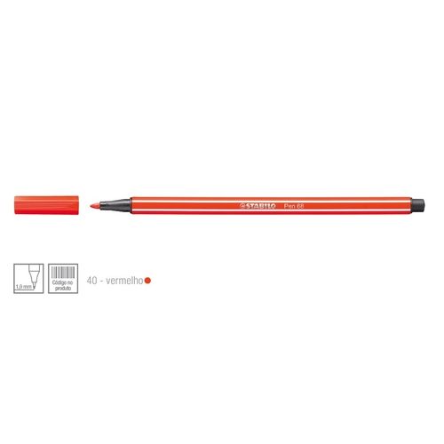 Caneta Point 68/40 1,0mm Vermelho - Stabilo