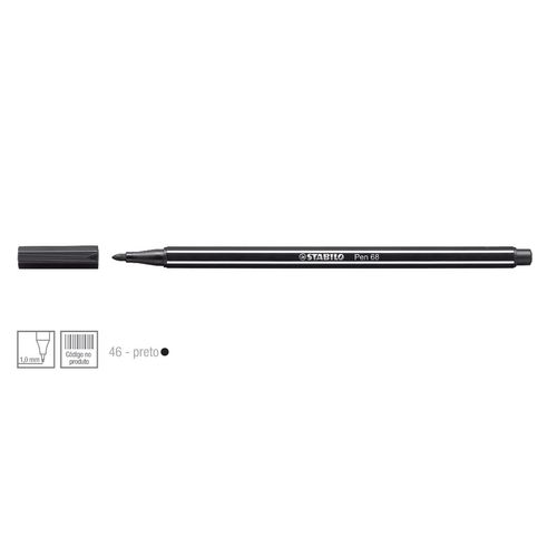 Caneta Point 68/46 1,0mm Preto - Stabilo