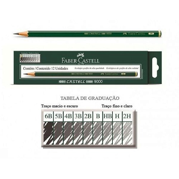 Lapis Grafite Castell 9000 8b C/12 - Faber Castell