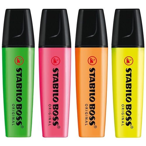 Estojo C/4 Marcador Neon Sortido -  Stabilo Boss