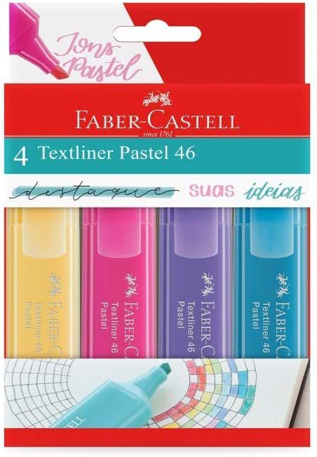Estojo C/4 Marca Texto Pastel - Faber