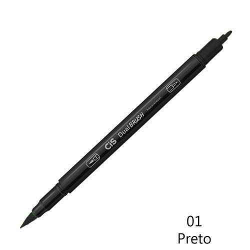 Marcador Dual Brush Aquarelavel 01 Preto - Cis