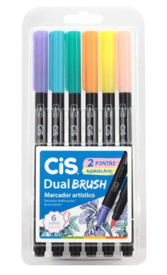 Estojo C/6 Marcador Dual Brush Aquarelavel - Cis