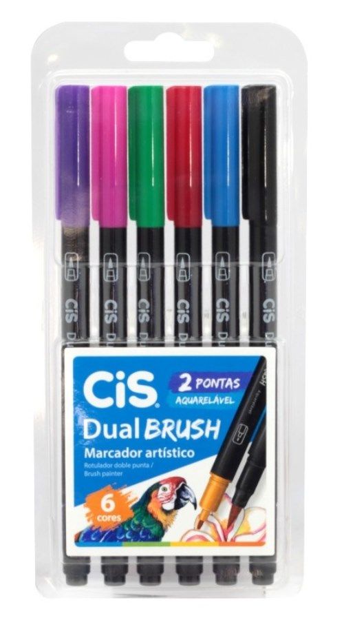 Estojo C/6 Marcador Dual Brush Aquarelavel - Cis
