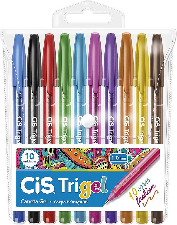 Estojo C/10 Caneta 1,0mm Trigel Fashion - Cis