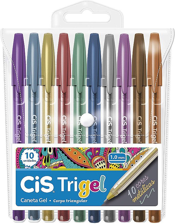 Estojo C/10 Caneta 1,0mm Trigel Metalico - Cis