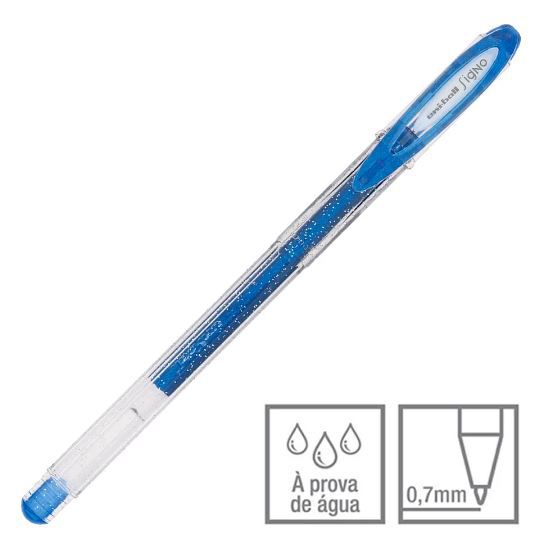 Caneta Gel 1,0 Signo Sparkling Azul - Uni