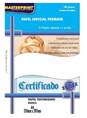 Papel Txt Bco A4 180g 50f Txt Linho - Masterprint