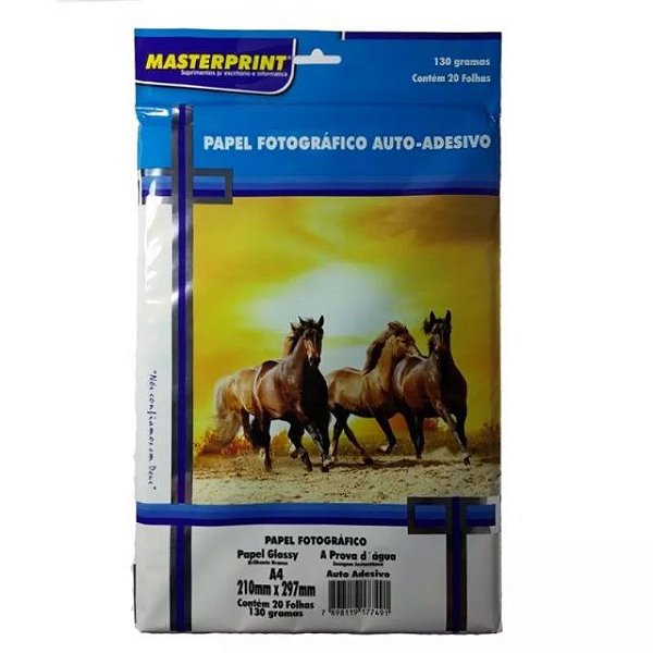Papel Fotografico Adesivo A4 130g 20f- Masterprint