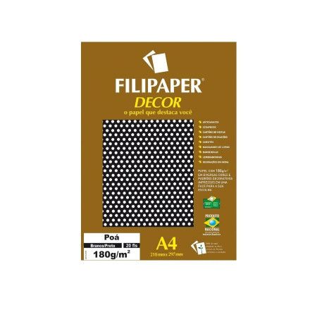 Papel Decor Poa Branco/preto 20fls 180gr - Filipe