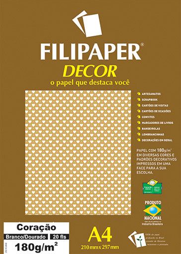 Papel Decor Coracao Bra/am 20fls 180gr - Filipers