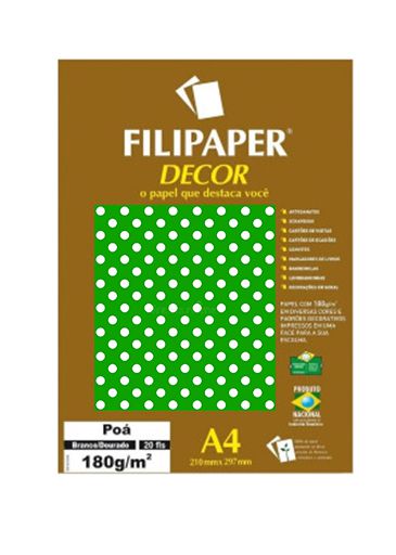 Papel Decor Poa Branco/verde 20fls 180gr - Filipe