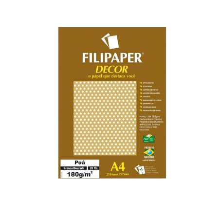 Papel Decor Poa Bra/dourado 20fls 180gr - Filipe