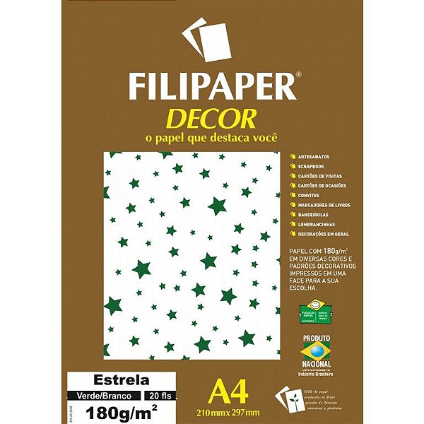 Papel Decor Estrela Bra/vd 20fls 180gr - Filipe