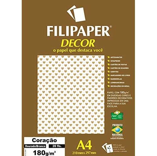 Papel Decor Coracao Bra/dou 20fls 180gr - Filipers