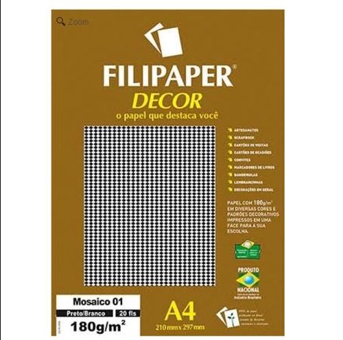 Papel A4 180g Decor Mosaico 01 Pt/br 20fls-filipap