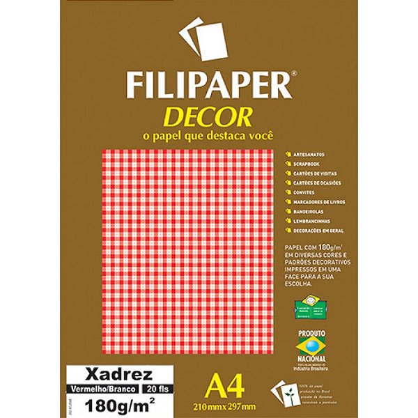Papel A4 180g Decor Listras Vm/br 20fls -filipaper