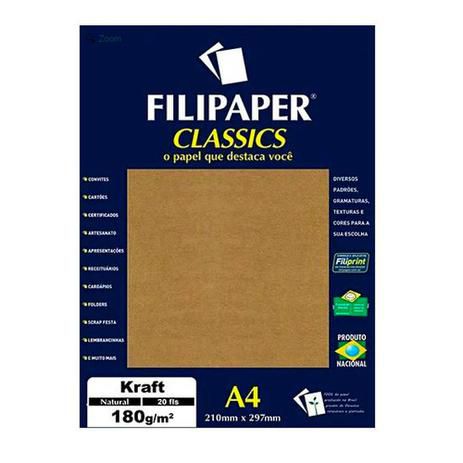 Filipaper A4 180g 20f Kraft Natural - Filipaper