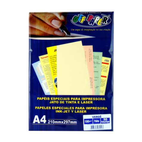 Papel Verge A4 180g 50f Palha - Offpaper