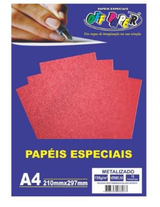 Papel A4 150g 15f Metalizado Vermelho - Off Paper