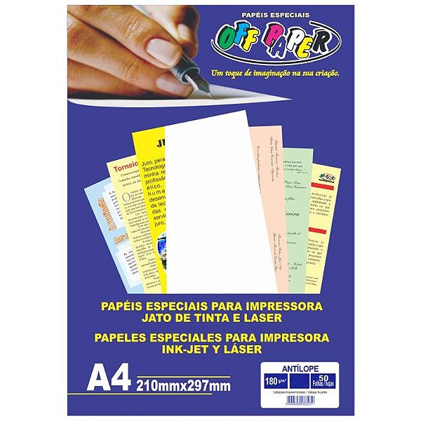 Papel Antilope A4 180g 50f Azul - Offpaper