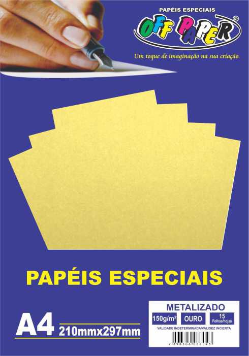 Papel A4 150g 15f Metalizado Ouro - Off Paper