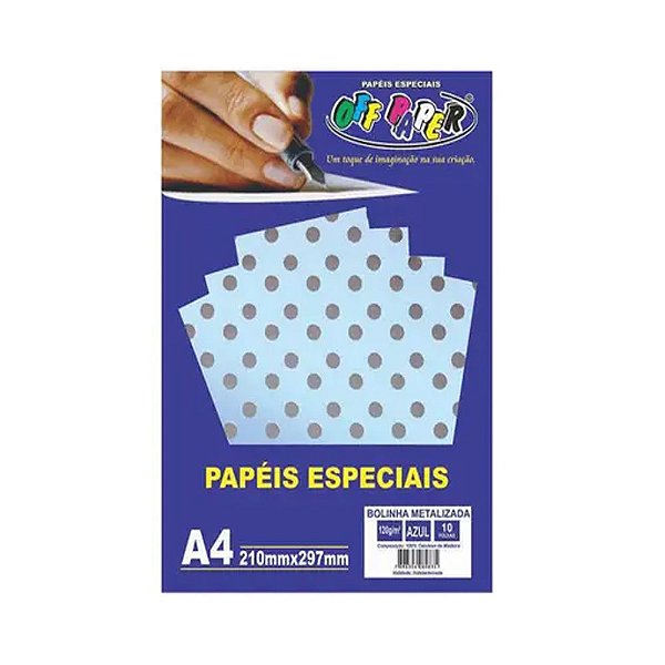 Papel A4 120g 10f Metalizado Poa Azul - Offpaper