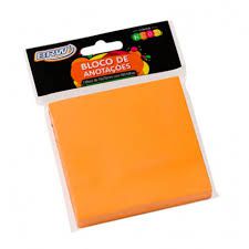 Bloco Anotacao 76x76mm C/100 Neon Laranja - Brw