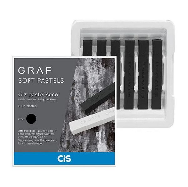 Estojo C/6 Giz Graf Pastels Seco Preto - Cis
