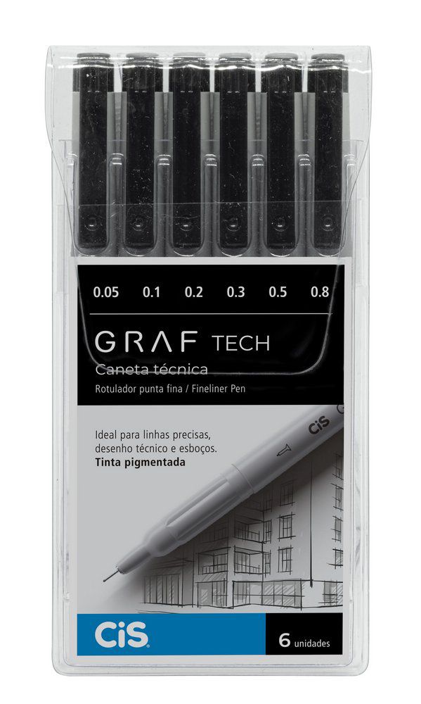 Estojo C/6 Caneta Tecnica Graf Tech - Cis