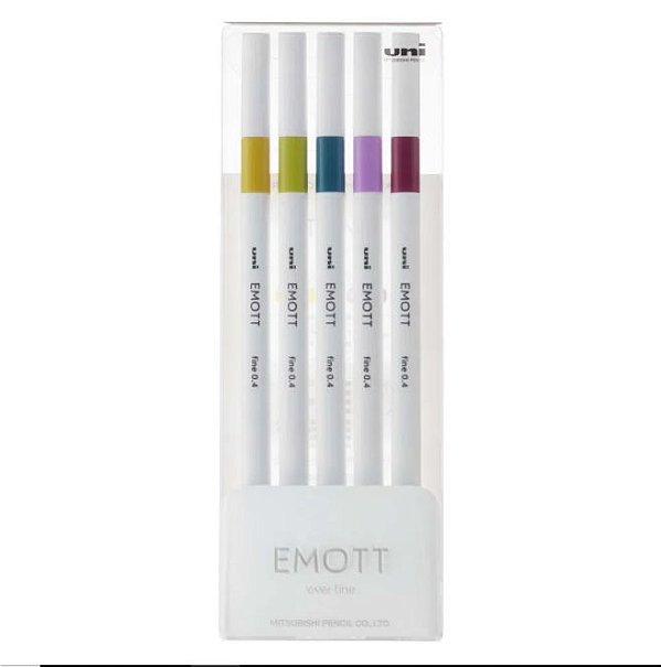 Estojo C/5 Canetas Emott 0,4mm Retro Colors - Uni