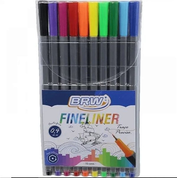 Estojo C/10 Caneta Fineliner 0,4mm Sortida - Brw