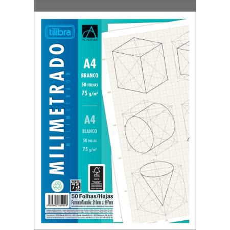 Caderno Coleg A4 75g 50f Milim Acad Bco - Tilibra
