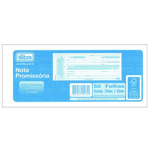 Bloco Nota Promissoria 215x94mm 50f - Tilibra