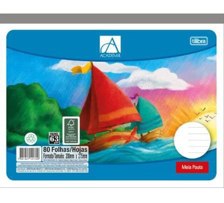 Caderno Coleg Meia Pauta 63g 80f Academie -tilibra