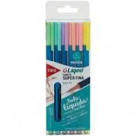 Caneta 0,4mm C/6 Super Fina Liqeo Pastel - Tris