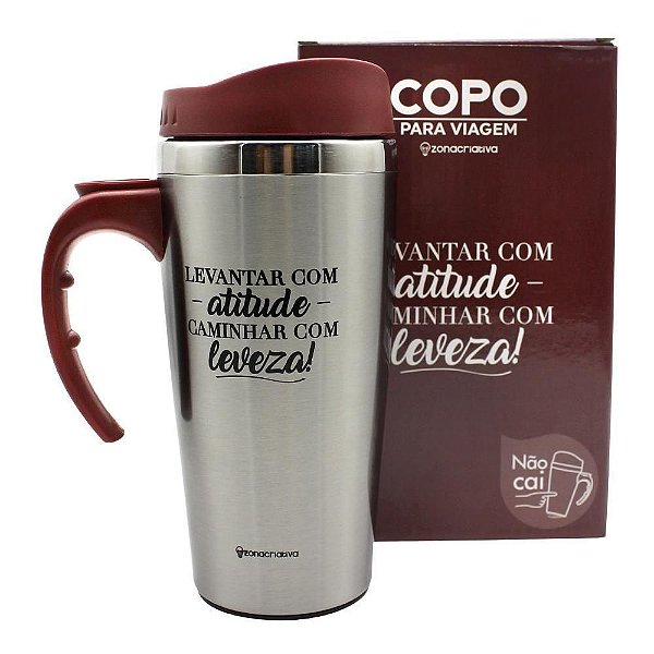 Copo Viagem 500ml Travel C/alca Atitude E   - Zona