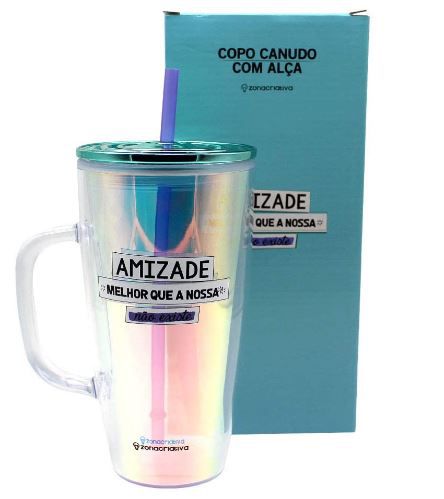 Copo 750ml C/canudo/alca Holografico Amizade -zona