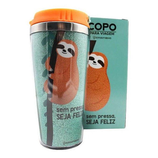 Copo Viagem 450ml C/glitter Preguica - Zona