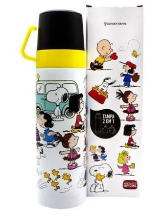 Garrafa C/2 Tampa Xicara Turma Snoopy - Zona