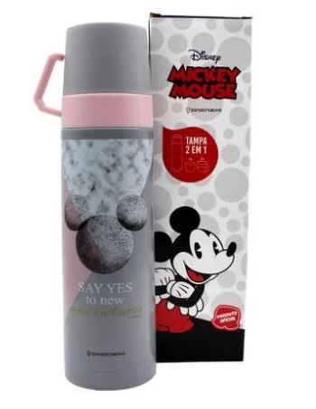 Garrafa 500ml C/2 Tp C/xicara Mickey Marmore- Zona