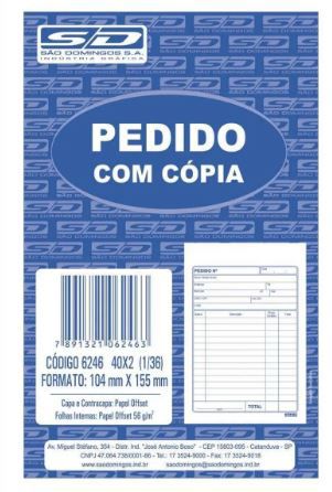 Bloco Pedido C/copia Preto 40x2 14x143mm - Sd
