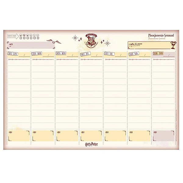 Bloco 52f Planner Semanal Harry Potter - Jandaia