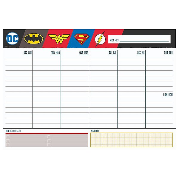 Bloco 52f Planner Dc Comics - Jandaia