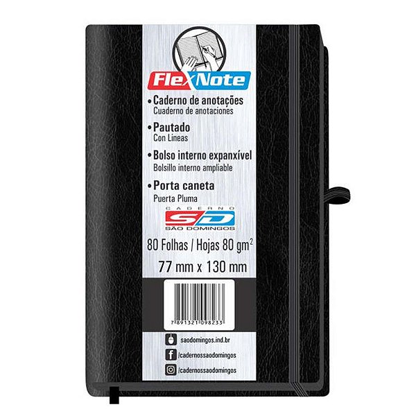 Caderno Anotacao 80f Flex Note Gde Preta - Sd
