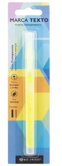 Marca Texto Ponta Transparente Amarelo - Bee